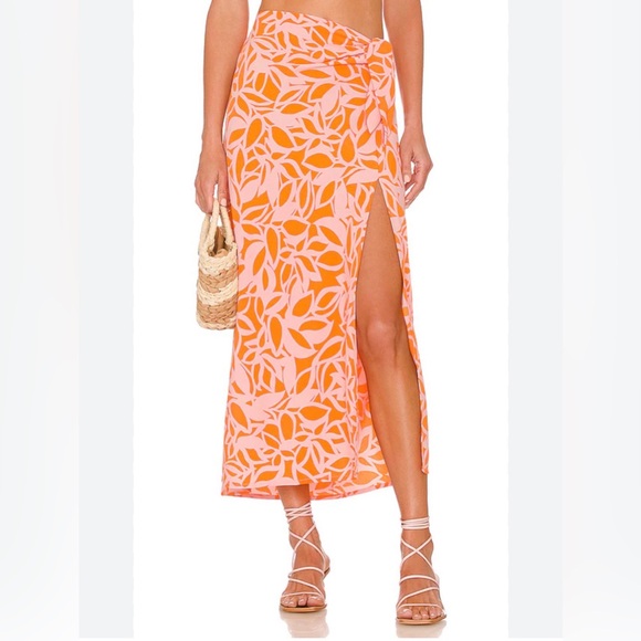 Sanctuary Dresses & Skirts - Sanctuary Beach To City Midi Skirt in Tangerine Stencil